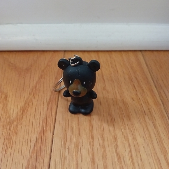 Vintage 80s‎ Gao Fenjun Black Bear Keychain Squishy 1.75" Japan - Picture 2 of 6